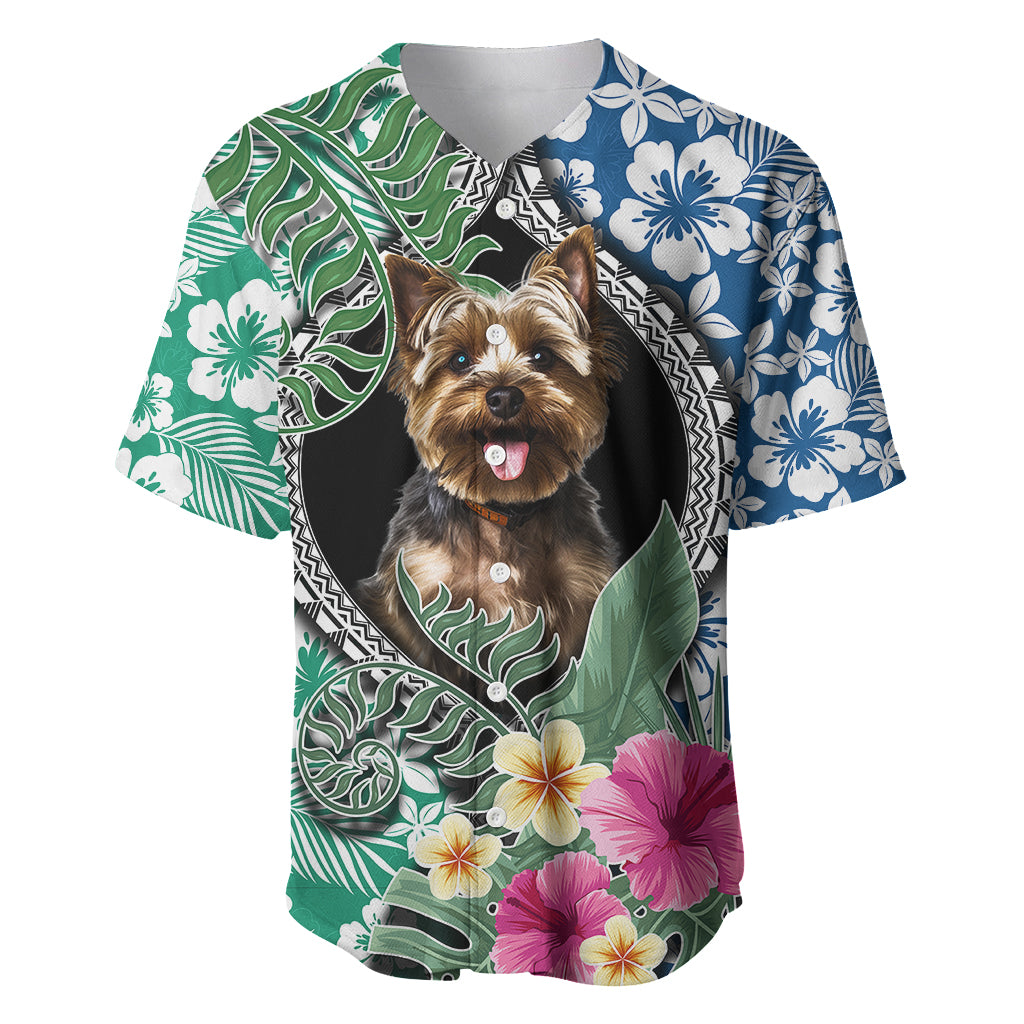 Polynesian Yorkshire Terrier Baseball Jersey Polynesian Pattern And Yorkshire Terrier TS04 Multicolor - Polynesian Pride