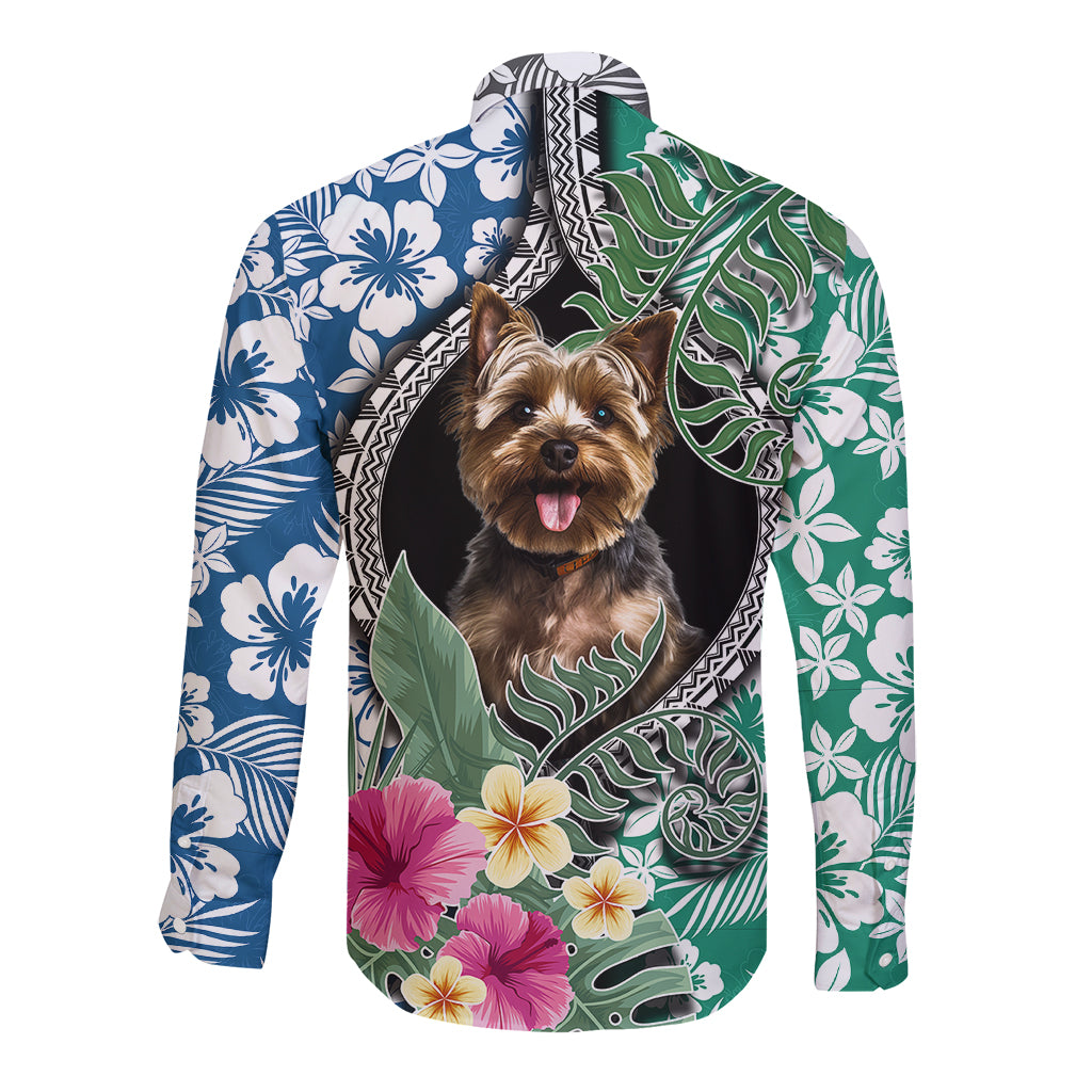 Polynesian Yorkshire Terrier Long Sleeve Button Shirt Polynesian Pattern And Yorkshire Terrier TS04 - Polynesian Pride