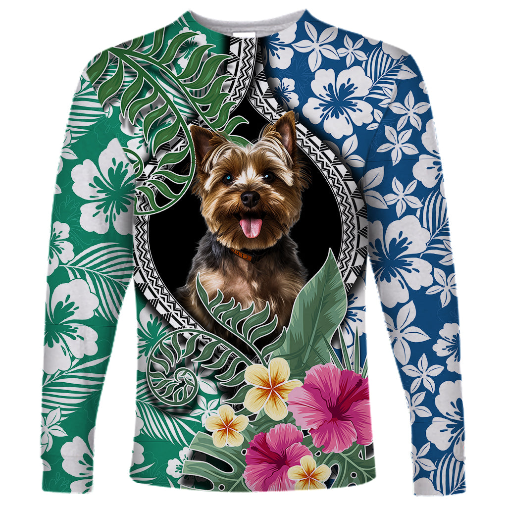 Polynesian Yorkshire Terrier Long Sleeve Shirt Polynesian Pattern And Yorkshire Terrier TS04 Unisex Multicolor - Polynesian Pride