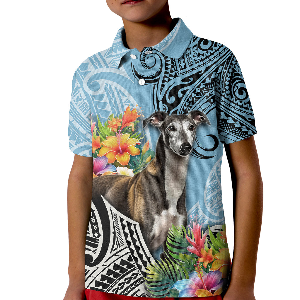 Polynesian Greyhound Kid Polo Shirt Polynesian Pattern And Greyhound TS04 Kid Cyan - Polynesian Pride