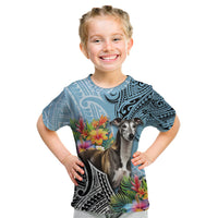 Polynesian Greyhound Kid T Shirt Polynesian Pattern And Greyhound TS04 Cyan - Polynesian Pride