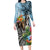 Polynesian Greyhound Long Sleeve Bodycon Dress Polynesian Pattern And Greyhound TS04 Long Dress Cyan - Polynesian Pride