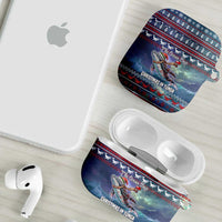 Tonga Christmas AirPods Case with Singing Whale Ocean Scene National Coat of Arms - Polynesian Pride