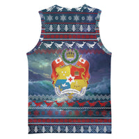 Tonga Christmas Basketball Jersey with Singing Whale Ocean Scene National Coat of Arms - Polynesian Pride