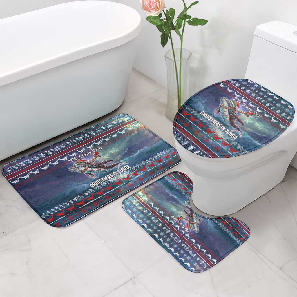 Tonga Christmas Bathroom Set with Singing Whale Ocean Scene National Coat of Arms - Polynesian Pride
