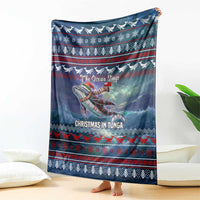 Tonga Christmas Blanket with Singing Whale Ocean Scene National Coat of Arms - Polynesian Pride