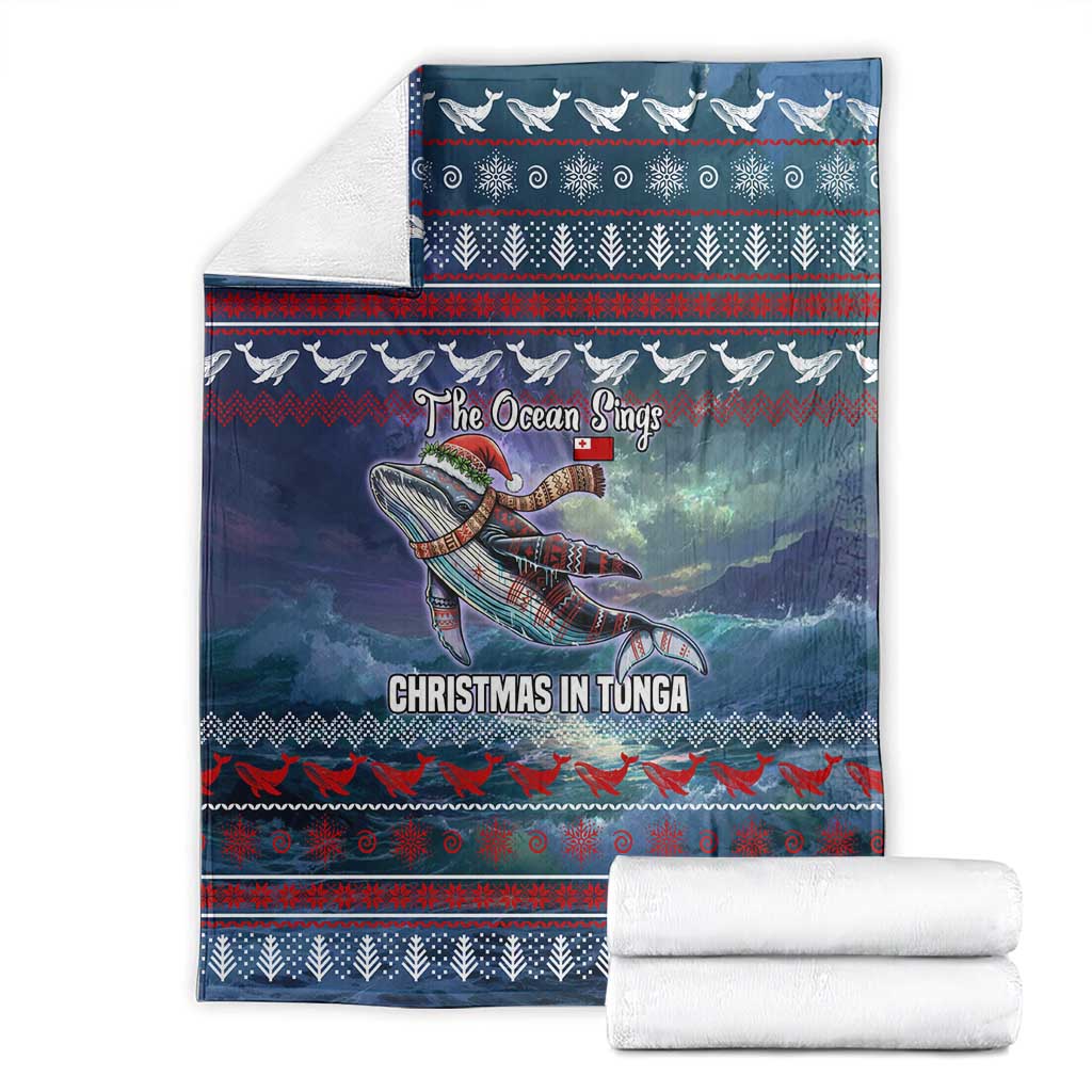 Tonga Christmas Blanket with Singing Whale Ocean Scene National Coat of Arms - Polynesian Pride