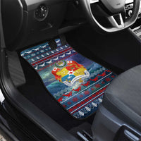 Tonga Christmas Car Mats with Singing Whale Ocean Scene National Coat of Arms - Polynesian Pride