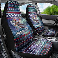 Tonga Christmas Car Seat Cover with Singing Whale Ocean Scene National Coat of Arms - Polynesian Pride