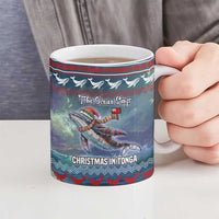 Tonga Christmas Ceramic Mug with Singing Whale Ocean Scene National Coat of Arms - Polynesian Pride