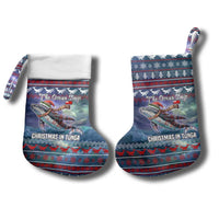 Tonga Christmas Stocking with Singing Whale Ocean Scene National Coat of Arms - Polynesian Pride