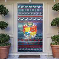Tonga Christmas Door Cover with Singing Whale Ocean Scene National Coat of Arms - Polynesian Pride