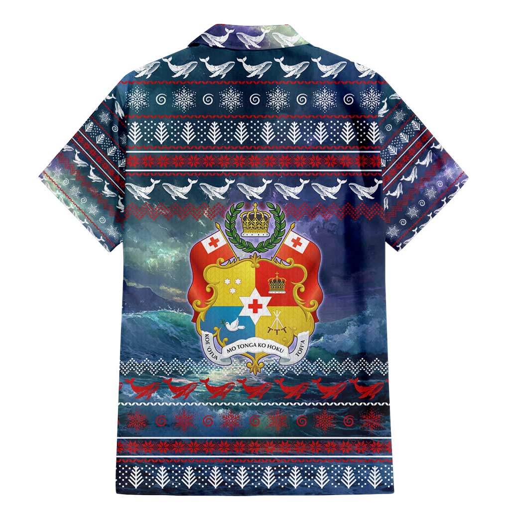 Tonga Christmas Family Matching Mermaid Dress and Hawaiian Shirt with Singing Whale Ocean Scene National Coat of Arms - Polynesian Pride