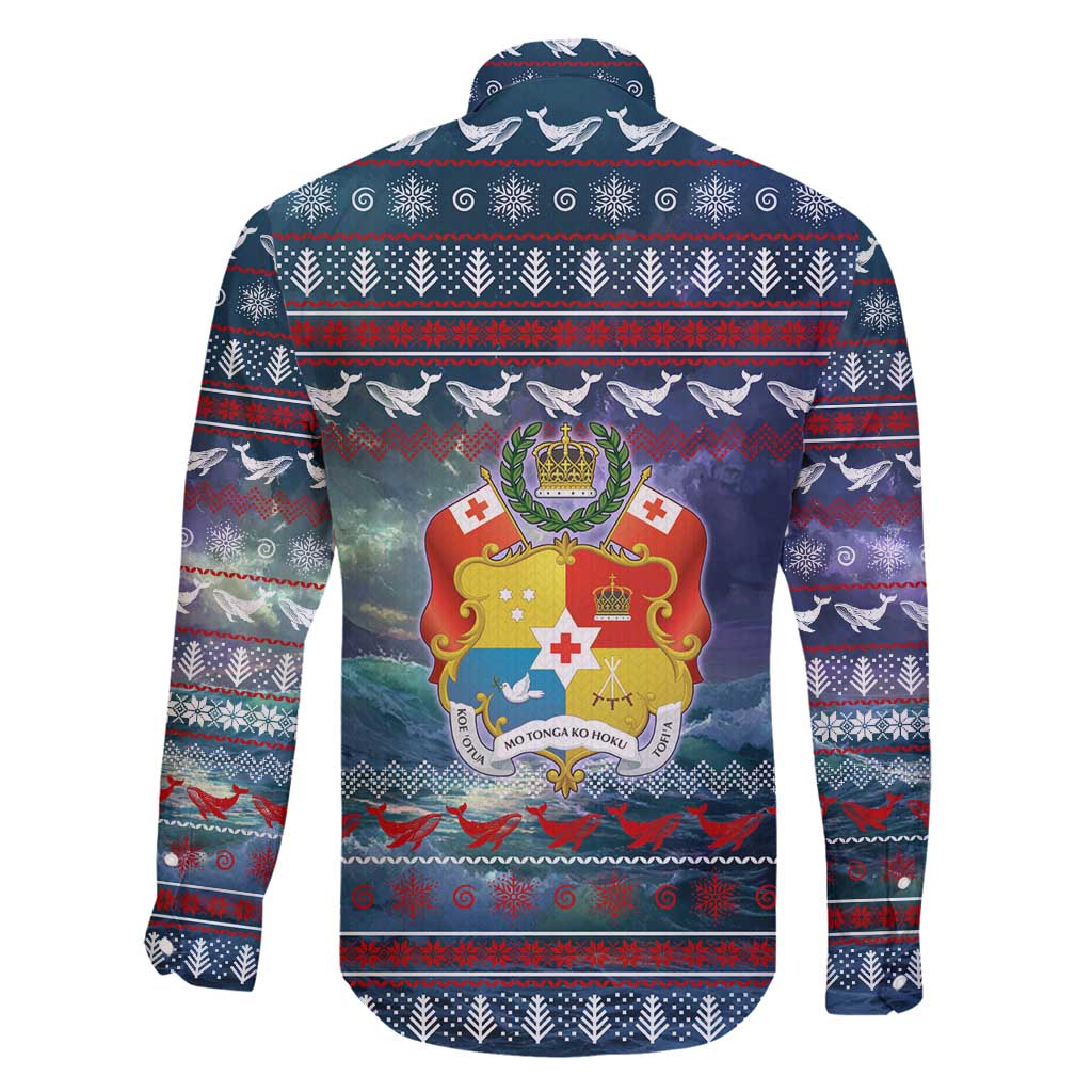 Tonga Christmas Family Matching Mermaid Dress and Hawaiian Shirt with Singing Whale Ocean Scene National Coat of Arms - Polynesian Pride
