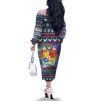 Tonga Christmas Family Matching Off The Shoulder Long Sleeve Dress and Hawaiian Shirt with Singing Whale Ocean Scene National Coat of Arms - Polynesian Pride