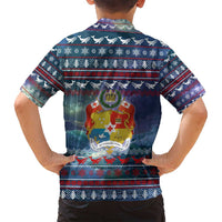 Tonga Christmas Family Matching Off Shoulder Short Dress and Hawaiian Shirt with Singing Whale Ocean Scene National Coat of Arms - Polynesian Pride