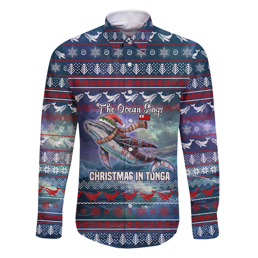 Tonga Christmas Family Matching Summer Maxi Dress and Hawaiian Shirt with Singing Whale Ocean Scene National Coat of Arms - Polynesian Pride