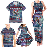 Tonga Christmas Family Matching Tank Maxi Dress and Hawaiian Shirt with Singing Whale Ocean Scene National Coat of Arms - Polynesian Pride