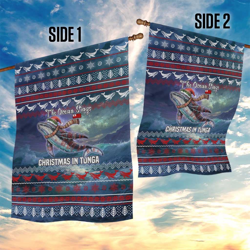 Tonga Christmas Garden Flag with Singing Whale Ocean Scene National Coat of Arms - Polynesian Pride