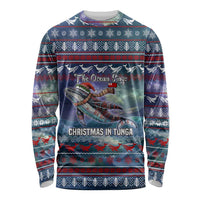 Tonga Christmas Long Sleeve Shirt with Singing Whale Ocean Scene National Coat of Arms - Polynesian Pride