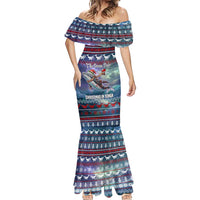 Tonga Christmas Mermaid Dress with Singing Whale Ocean Scene National Coat of Arms - Polynesian Pride