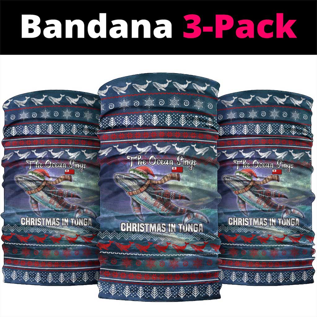 Tonga Christmas Neck Gaiter with Singing Whale Ocean Scene National Coat of Arms - Polynesian Pride