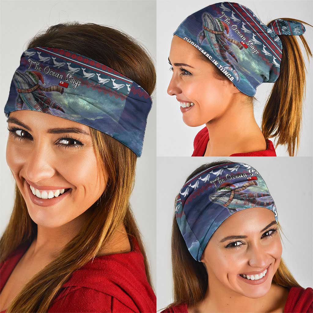 Tonga Christmas Neck Gaiter with Singing Whale Ocean Scene National Coat of Arms - Polynesian Pride
