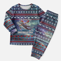 Tonga Christmas Pajama Set with Singing Whale Ocean Scene National Coat of Arms - Polynesian Pride