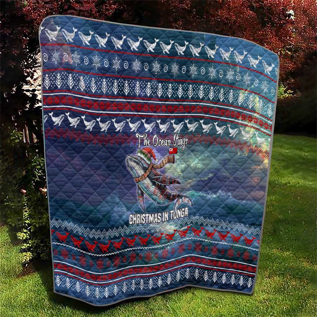 Tonga Christmas Quilt with Singing Whale Ocean Scene National Coat of Arms - Polynesian Pride