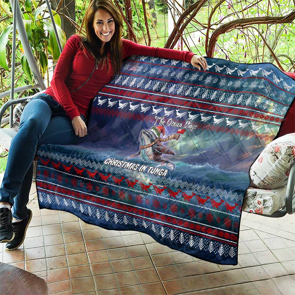 Tonga Christmas Quilt with Singing Whale Ocean Scene National Coat of Arms - Polynesian Pride