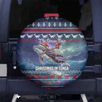 Tonga Christmas Spare Tire Cover with Singing Whale Ocean Scene National Coat of Arms - Polynesian Pride
