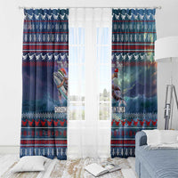 Tonga Christmas Window Curtain with Singing Whale Ocean Scene National Coat of Arms - Polynesian Pride