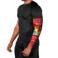 Tonga Christmas Arm Sleeves with Sea Turtle Coral Reef Design Snowflake Pattern and National Emblem - Polynesian Pride