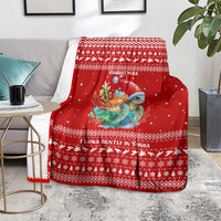 Tonga Christmas Blanket with Sea Turtle Coral Reef Design Snowflake Pattern and National Emblem - Polynesian Pride