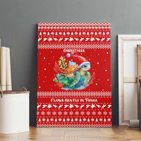 Tonga Christmas Canvas Wall Art with Sea Turtle Coral Reef Design Snowflake Pattern and National Emblem - Polynesian Pride
