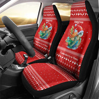 Tonga Christmas Car Seat Cover with Sea Turtle Coral Reef Design Snowflake Pattern and National Emblem - Polynesian Pride