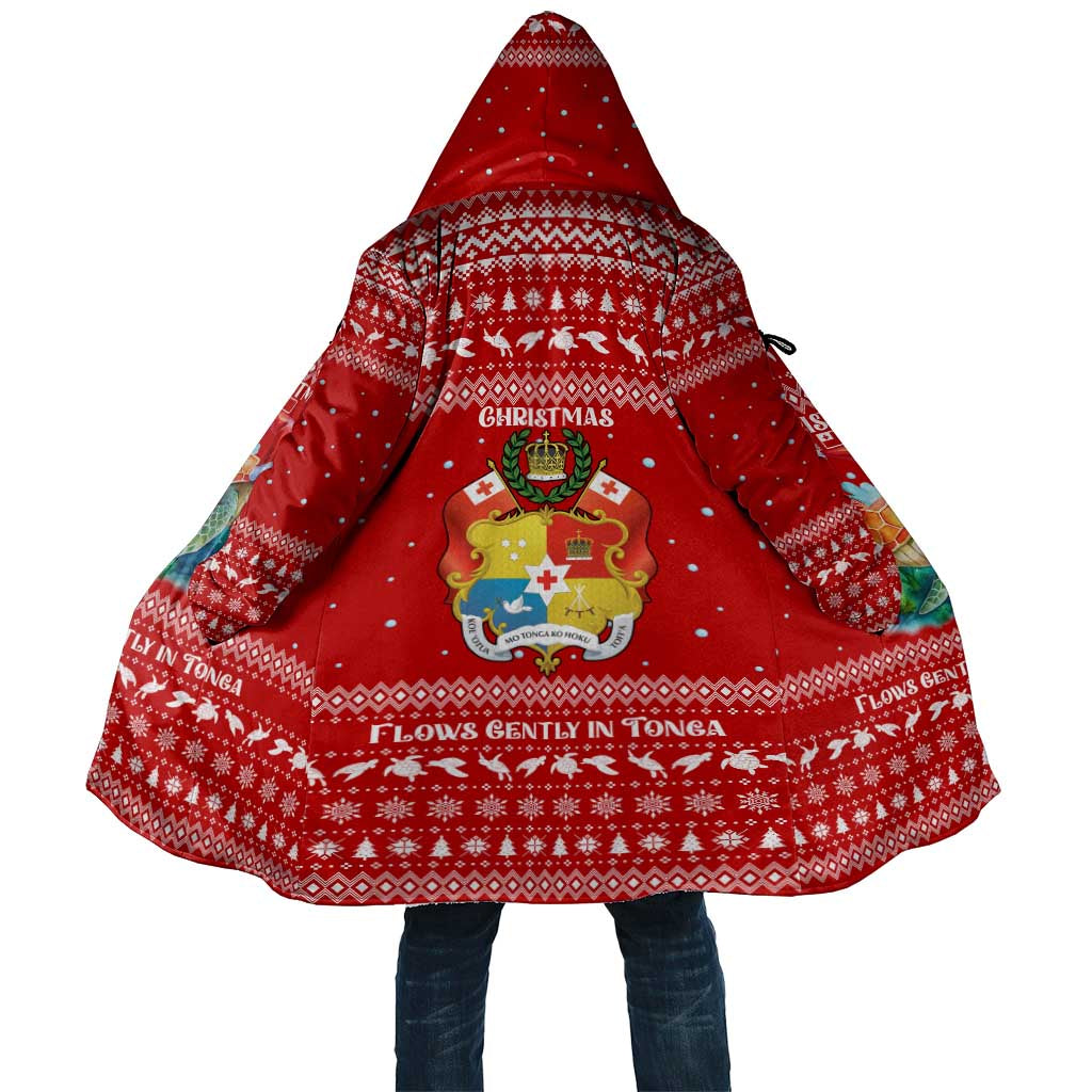 Tonga Christmas Cloak with Sea Turtle Coral Reef Design Snowflake Pattern and National Emblem - Polynesian Pride