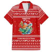 Tonga Christmas Family Matching Long Sleeve Bodycon Dress and Hawaiian Shirt with Sea Turtle Coral Reef Design Snowflake Pattern and National Emblem - Polynesian Pride