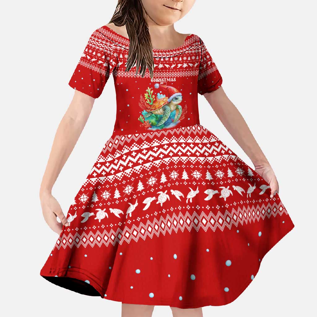 Tonga Christmas Family Matching Off Shoulder Maxi Dress and Hawaiian Shirt with Sea Turtle Coral Reef Design Snowflake Pattern and National Emblem - Polynesian Pride