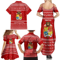 Tonga Christmas Family Matching Summer Maxi Dress and Hawaiian Shirt with Sea Turtle Coral Reef Design Snowflake Pattern and National Emblem - Polynesian Pride
