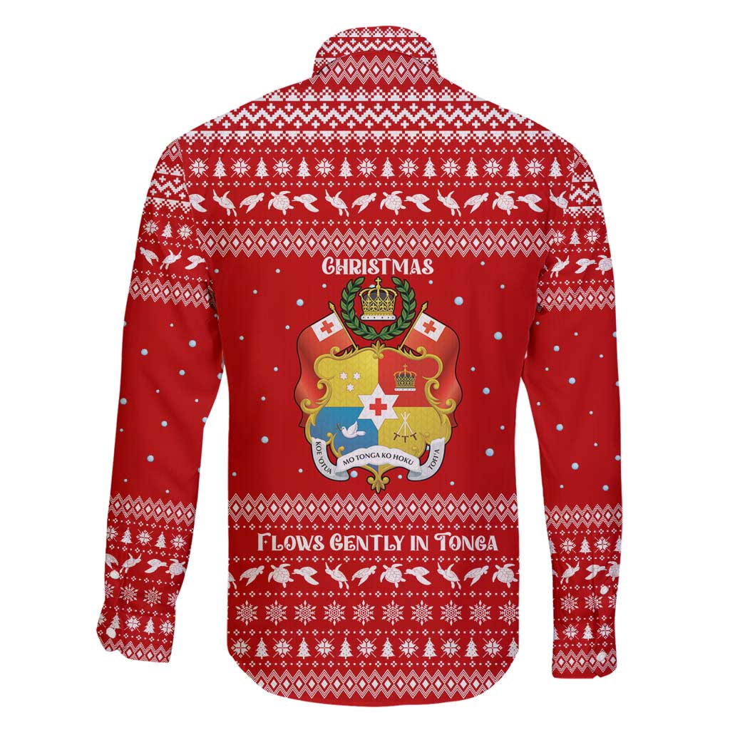 Tonga Christmas Family Matching Summer Maxi Dress and Hawaiian Shirt with Sea Turtle Coral Reef Design Snowflake Pattern and National Emblem - Polynesian Pride