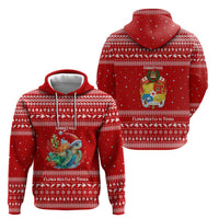 Tonga Christmas Hoodie with Sea Turtle Coral Reef Design Snowflake Pattern and National Emblem - Polynesian Pride