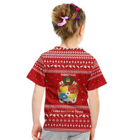 Tonga Christmas Kid T Shirt with Sea Turtle Coral Reef Design Snowflake Pattern and National Emblem - Polynesian Pride