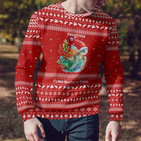 Tonga Christmas Ugly Christmas Sweater with Sea Turtle Coral Reef Design Snowflake Pattern and National Emblem - Polynesian Pride
