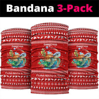 Tonga Christmas Neck Gaiter with Sea Turtle Coral Reef Design Snowflake Pattern and National Emblem - Polynesian Pride
