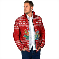 Tonga Christmas Padded Jacket with Sea Turtle Coral Reef Design Snowflake Pattern and National Emblem - Polynesian Pride