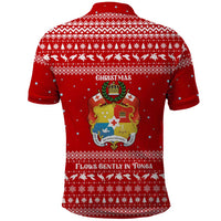 Tonga Christmas Polo Shirt with Sea Turtle Coral Reef Design Snowflake Pattern and National Emblem - Polynesian Pride