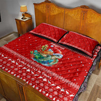 Tonga Christmas Quilt Bed Set with Sea Turtle Coral Reef Design Snowflake Pattern and National Emblem - Polynesian Pride