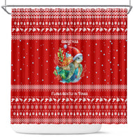 Tonga Christmas Shower Curtain with Sea Turtle Coral Reef Design Snowflake Pattern and National Emblem - Polynesian Pride