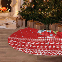 Tonga Christmas Tree Skirt with Sea Turtle Coral Reef Design Snowflake Pattern and National Emblem - Polynesian Pride